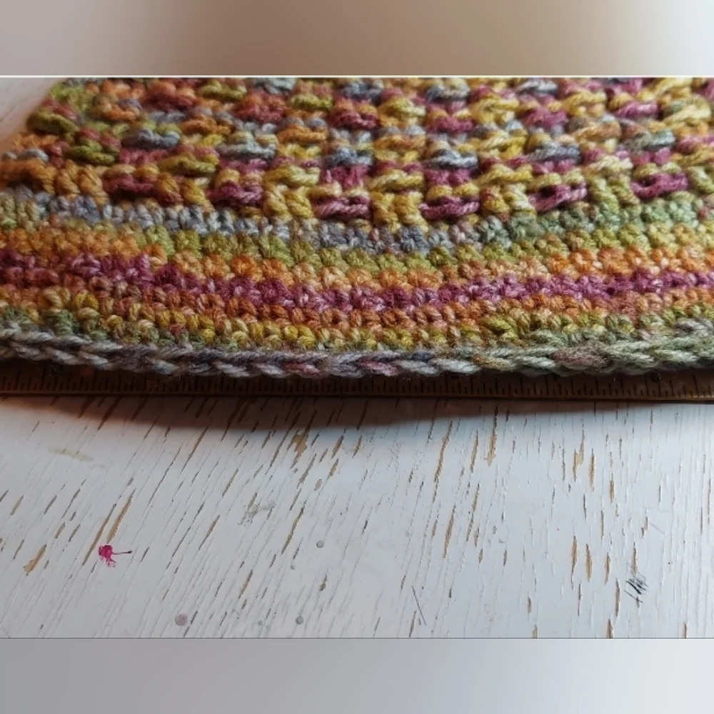 Colors of Fall Adult Crochet Beanie Handmade Hat Stocking Cap Winter Warm Cozy